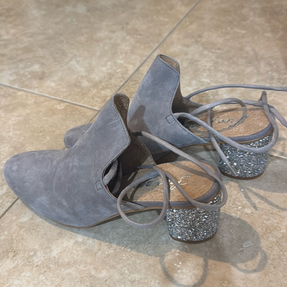 Free People Lace up shoes with glitter heal